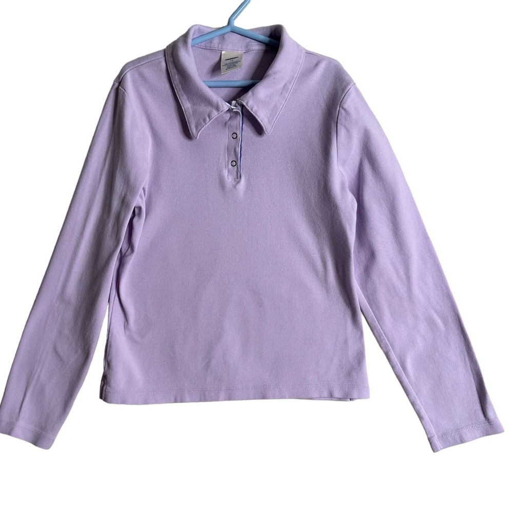 Old Navy Girls Purple 1/4 Snap Button Long Sleeves Shirt 12